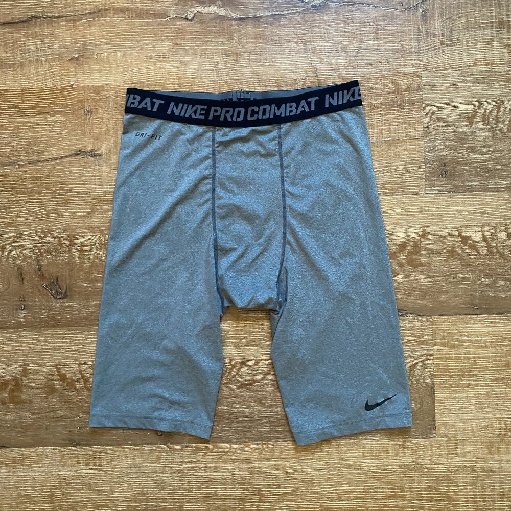 Nike Pro Combat Shorts Mens XL Grey Dri-Fit Compression Training Active Sport